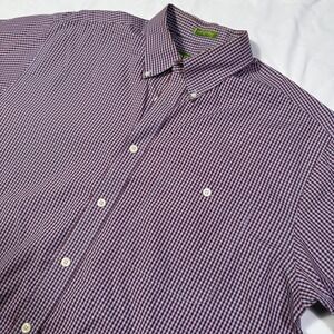 ORVIS Men's Button Down Shirt XL Red Blue Gingham Short Sleeve 100%‎ Cotton